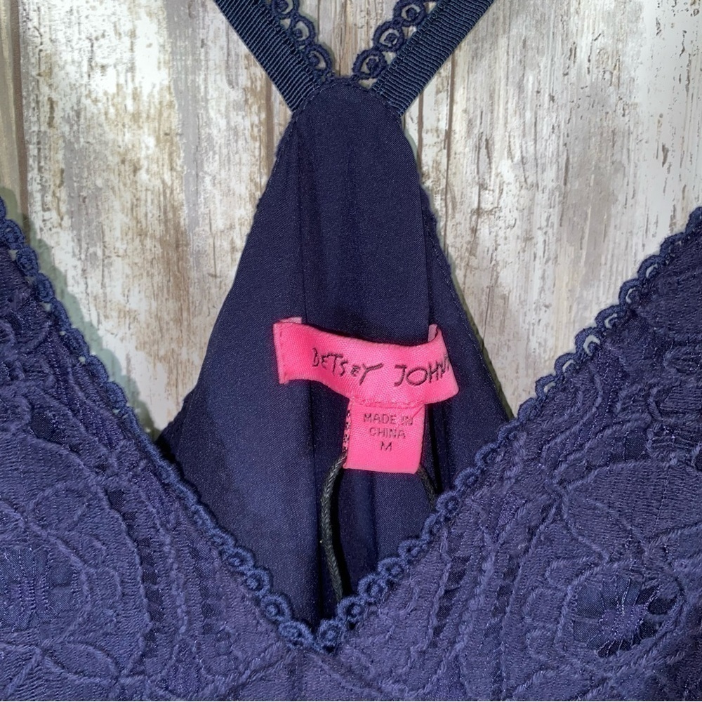 Betsy Johnson Navy Lace Strappy Dress Medium - Picture 7 of 7